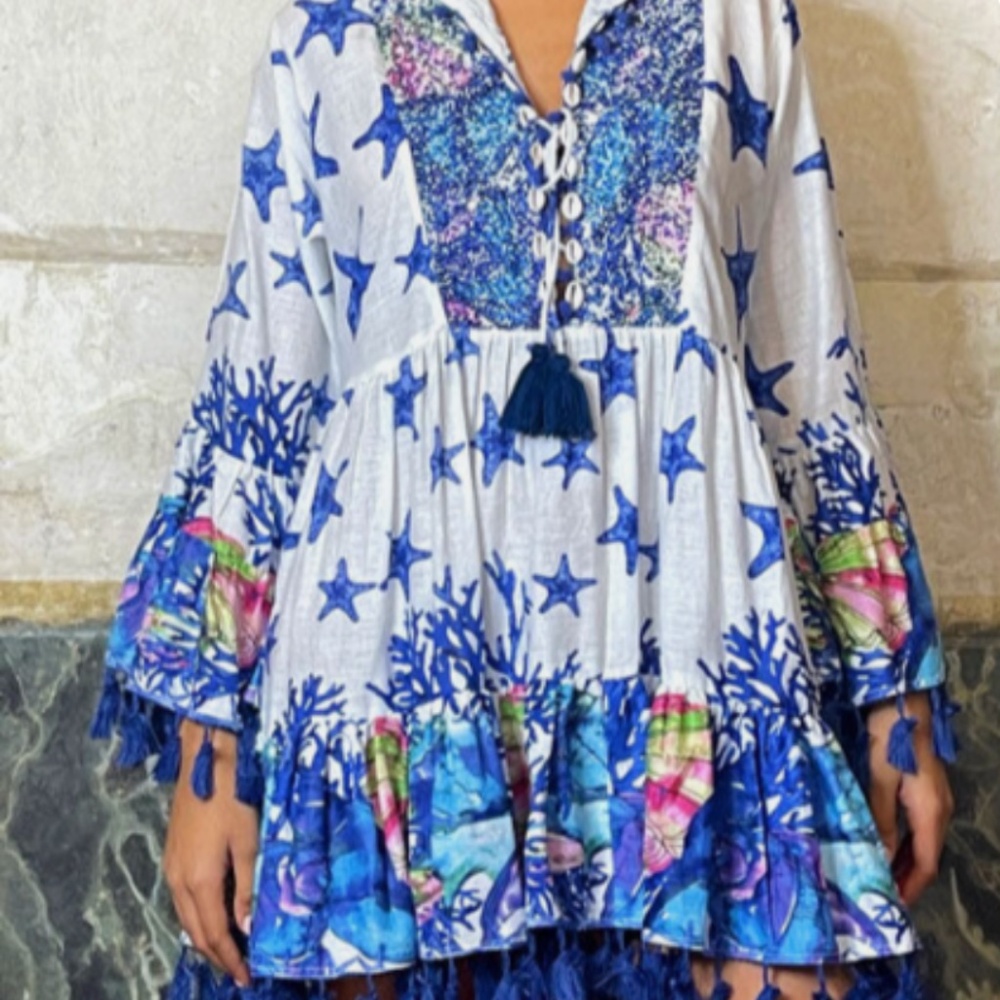 NWT Antica Sartoria by Giacomo Cinque Beaded Positano Dress Coverup